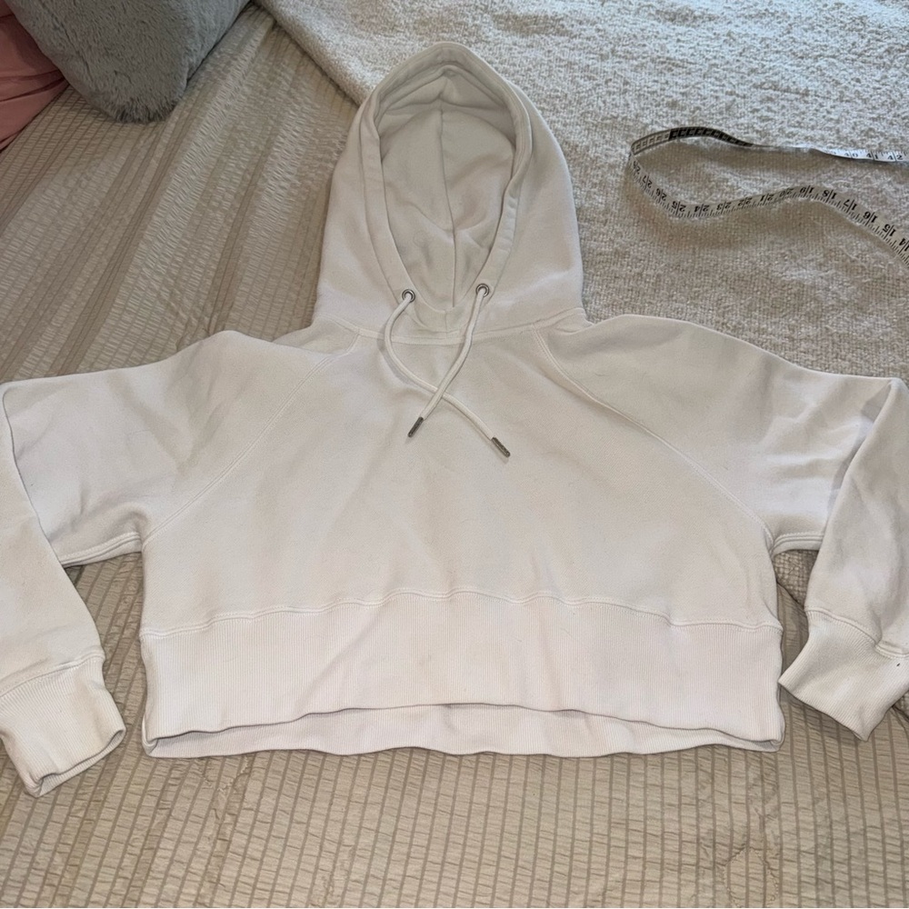 A&F White Cropped Hoodie small